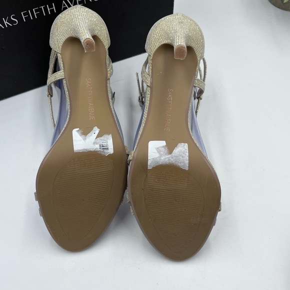 Saks Fifth Avenue Gold and Ankle Strap Stiletto Heels Size 8.5 M - Picture 10 of 16